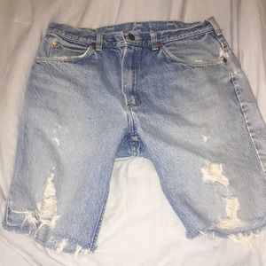 Cut blue jean shorts